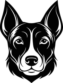 Dog head shape silhouette art . vector