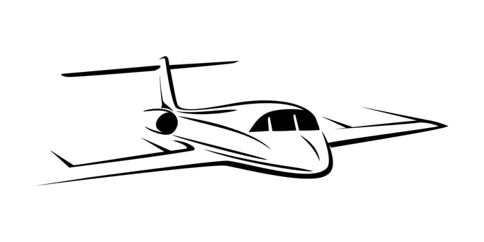 luxury private jet silhouette design. commercial flight transportation sign and symbol. vector