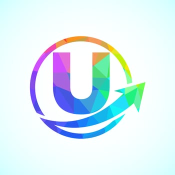 Initial alphabet U logo design incorporated with the arrow. Financial or success logo concept vector