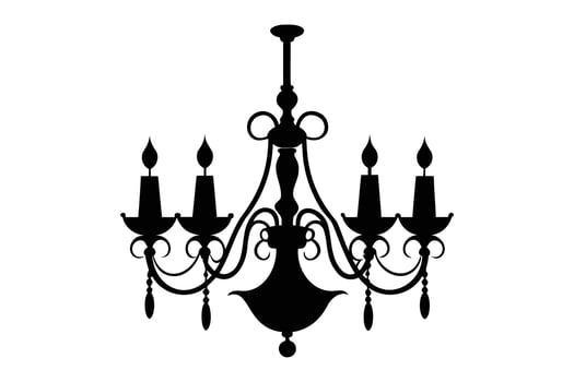 a black and white of a chandelier vector