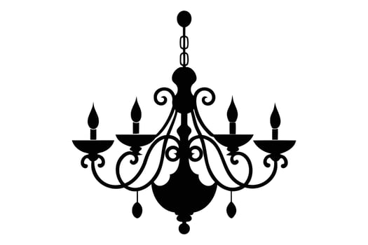 a black and white of a chandelier vector