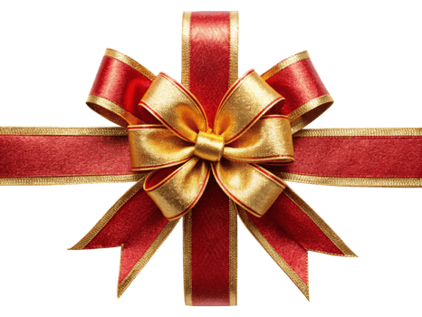 Red and Gold Decorated Gift Bow Ribbon Lace Clipping Path Cut Out Transparent png
