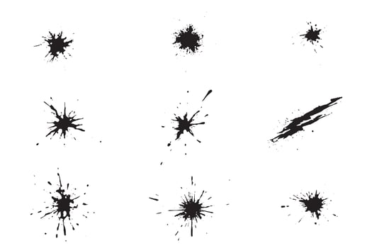 Black ink splatter set on white background vector