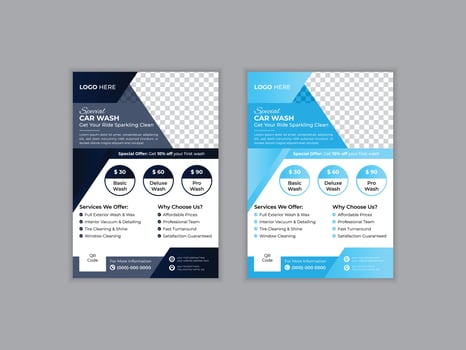 Car Wash Flyer Design Template Layout, Car Cleaning Service flyer, Banner, Washing flyer, Automobile Rollup Stand design, automobile wash service leaflet design, Car Wash Business Promotion Poster vector