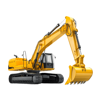 Engineering Excellence Bold Yellow Excavator Isolated on Transparent Background for Ads png
