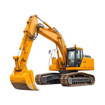 Heavy-Lifting Machine Sleek Yellow Excavator Isolated for Product Promotions and Posts png
