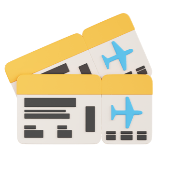 Two yellow and white tickets with an airplane on them png