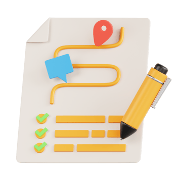 A checklist with a pen and a map png