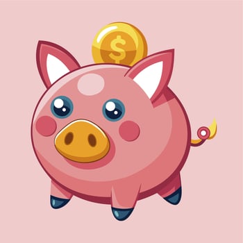 Piggy bank saving money coin illustration vector