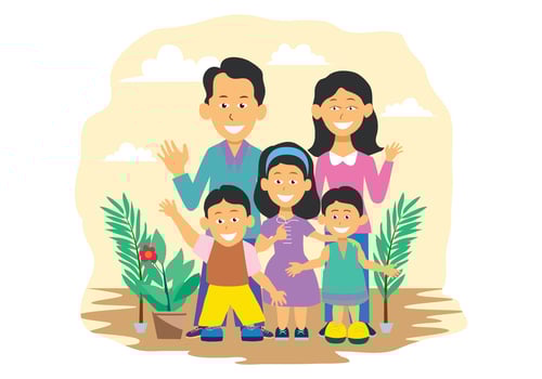 Happy family illustration for design elements, concept of harmony and togetherness. vector