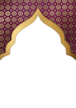 An arabic style background with gold and purple patterns png