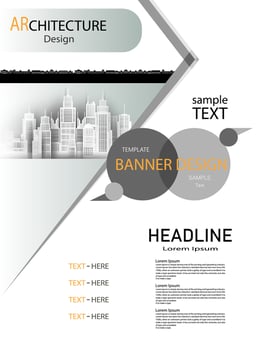 Brochure template banner design building modern architecture construction on white. vector