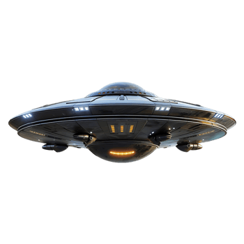 Detailed Flying Alien UFO Spaceship Isolated on Transparent Background for Creative Projects png