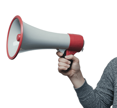 A man is holding a megaphone in front of him png