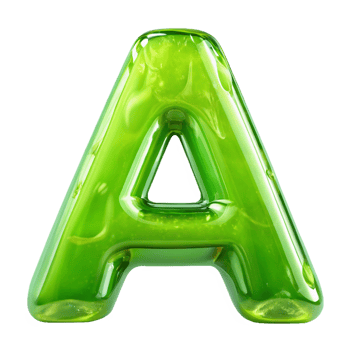 A green letter a with a liquid inside png