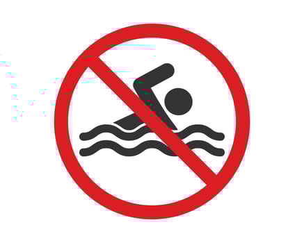 No Swimming icon symbol. Swimming prohibited area logo sign. illustration image. vector