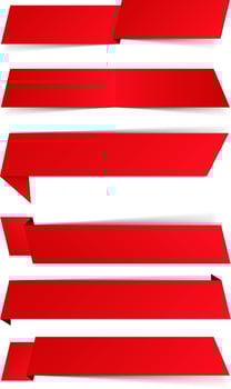 Blank red banners with shadows vector