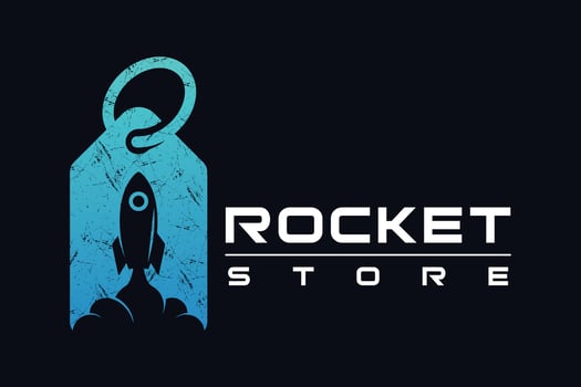 Rocket logo design space with rerto Premium vector