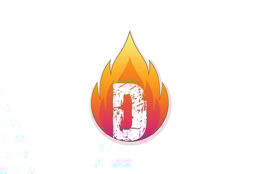 D letter logo design in fire initial in watercolor style Premium vector