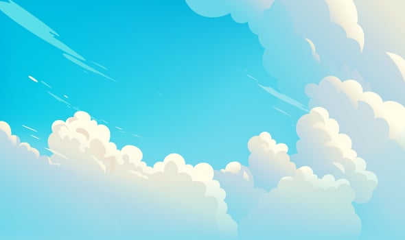 Hand painted sky illustration blue sky and white cloud background vector