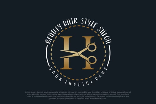 Hair salon logo design with scissor element creative concept Premium vector