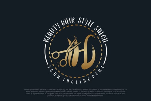 Hair salon logo design with scissor element creative concept Premium vector