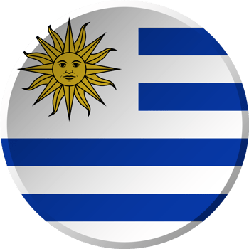 Uruguay flag with circular concave button design png