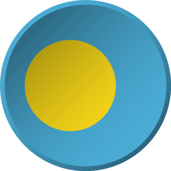 Palau flag with circular concave button design png