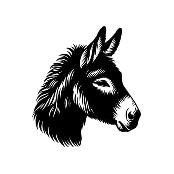 Black and white Donkey logo animal illustration vector