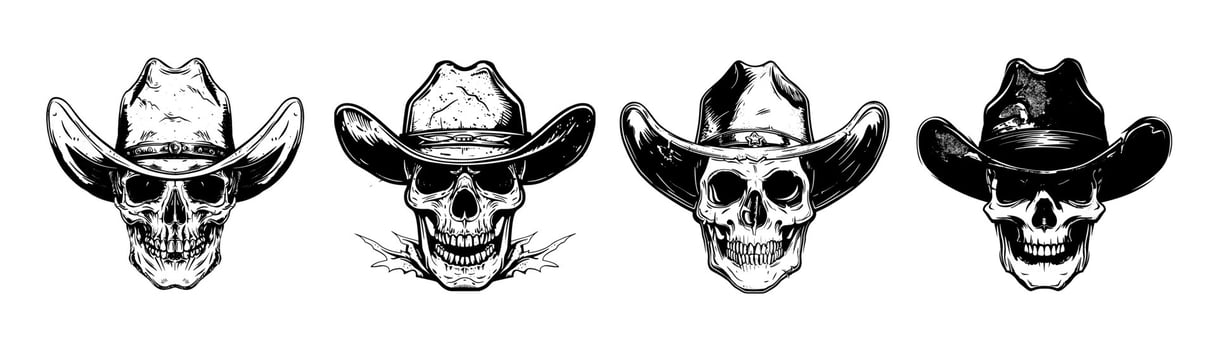 Skull in a cowboy hat vector