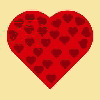 love red heart shape yellow background vector