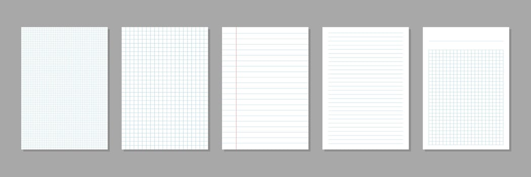 Paper page in flat style. Sheet with lines and grid illustration on isolated background. Blank document sign business concept. vector