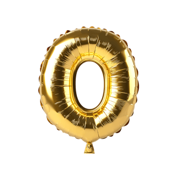 Gold foil balloon shaped like the letter o png