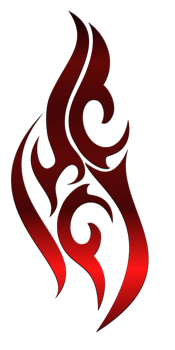 A red and black tribal symbol png