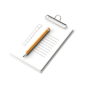 A clipboard with a pen and paper on it png