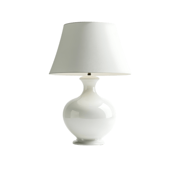 A white table lamp with a white shade png