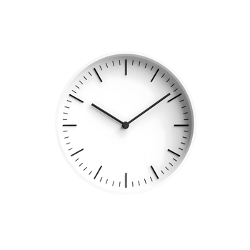 A white clock is shown against on transparent background png