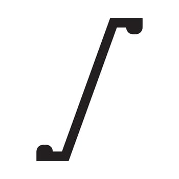 A black and white image of a curve with a line vector