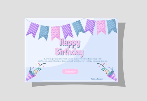 Flat illustration happy birthday card with copyspace area vector
