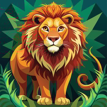 A lion standing in the jungle vector