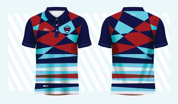 Blue and red polo t-shirt design template, sport uniform concept. abstract blue and red polo sport shirt sublimation jersey template design vector