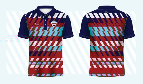 Soccer jersey template for polo shirt and t-shirt design. Illustration. abstract blue and red polo sport shirt sublimation jersey template design vector