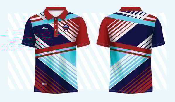Soccer jersey template for polo shirt and t-shirt design. abstract blue and red polo sport shirt sublimation jersey template design vector
