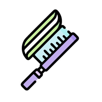 A brush with a green and purple handle vector