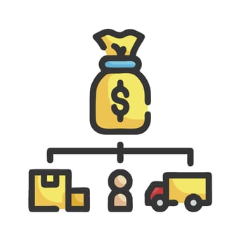 A money bag with a car and a truck on top vector