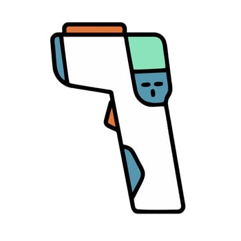 A thermometer with a blue and orange handle vector