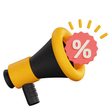 3D Megaphone Discount Icon Illustration png