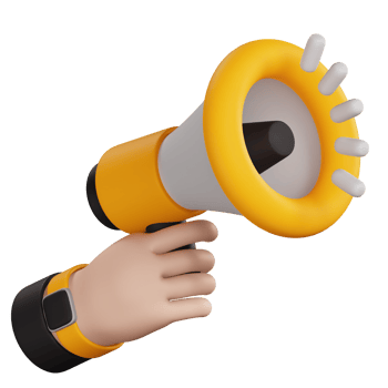 3D Megaphone With Hand Icon Illustration png