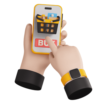3D Online Shopping Buy Hand Gesture Icon Illustration png