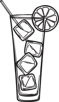 A black and white drawing of a glass of lemonade vector